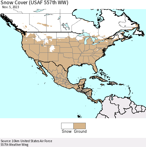 North America Snow Cover (USAF 557th WW) Thematic Map For 10/30/2023 - 11/5/2023
