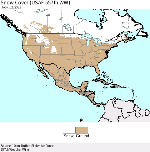North America Snow Cover (USAF 557th WW) Thematic Map For 11/6/2023 - 11/12/2023