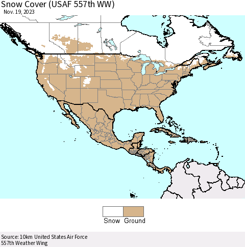 North America Snow Cover (USAF 557th WW) Thematic Map For 11/13/2023 - 11/19/2023