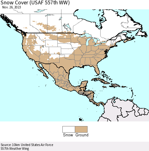 North America Snow Cover (USAF 557th WW) Thematic Map For 11/20/2023 - 11/26/2023