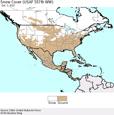 North America Snow Cover (USAF 557th WW) Thematic Map For 11/27/2023 - 12/3/2023