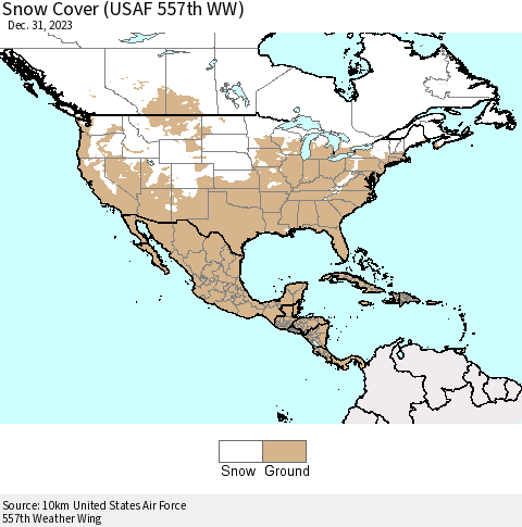 North America Snow Cover (USAF 557th WW) Thematic Map For 12/25/2023 - 12/31/2023
