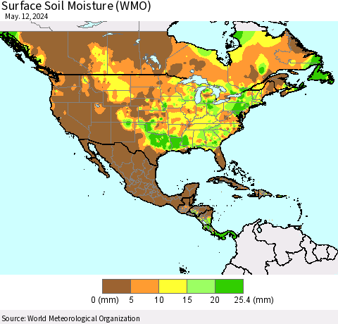 North America Surface Soil Moisture (WMO) Thematic Map For 5/6/2024 - 5/12/2024