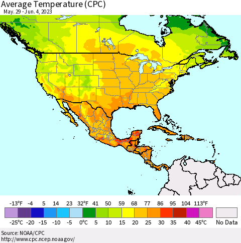 North America Average Temperature (CPC) Thematic Map For 5/29/2023 - 6/4/2023