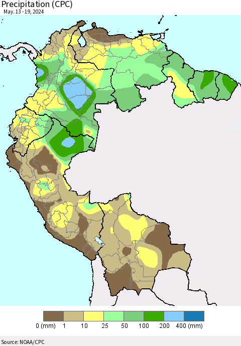 Northern South America Precipitation (CPC) Thematic Map For 5/13/2024 - 5/19/2024