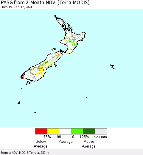 New Zealand PASG from 2-Month NDVI (Terra-MODIS) Thematic Map For 2/10/2024 - 2/17/2024