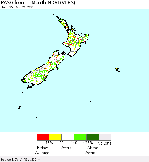 New Zealand PASG from 1-Month NDVI (VIIRS) Thematic Map For 12/19/2021 - 12/26/2021