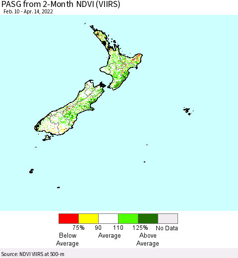 New Zealand PASG from 2-Month NDVI (VIIRS) Thematic Map For 4/7/2022 - 4/14/2022