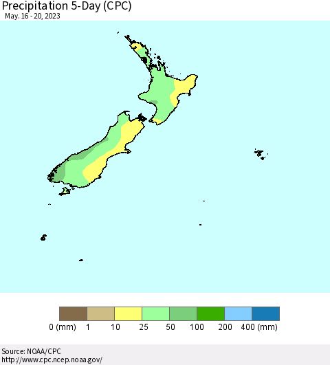 New Zealand Precipitation 5-Day (CPC) Thematic Map For 5/16/2023 - 5/20/2023