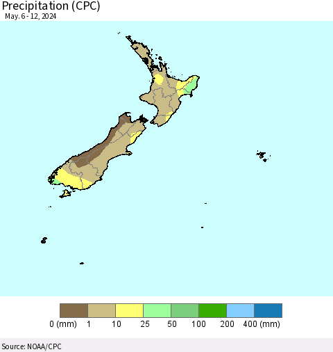 New Zealand Precipitation (CPC) Thematic Map For 5/6/2024 - 5/12/2024
