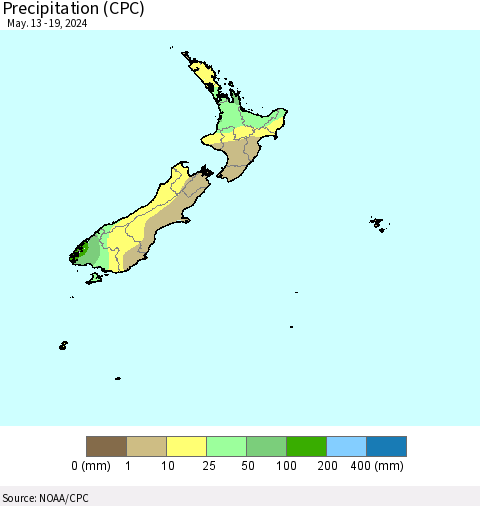 New Zealand Precipitation (CPC) Thematic Map For 5/13/2024 - 5/19/2024