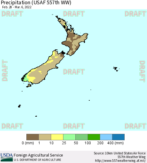 New Zealand Precipitation (USAF 557th WW) Thematic Map For 2/28/2022 - 3/6/2022