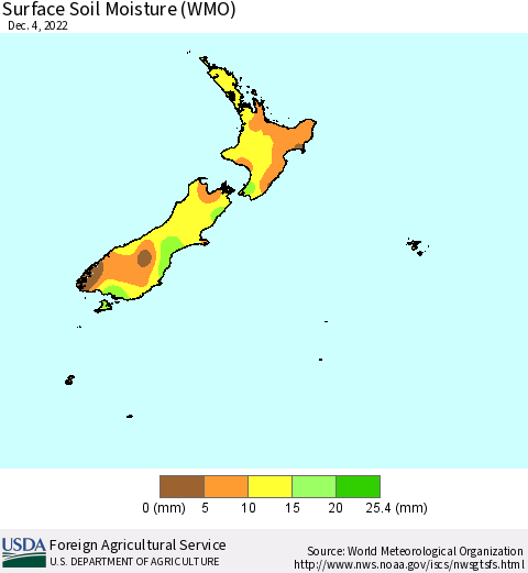 New Zealand Surface Soil Moisture (WMO) Thematic Map For 11/28/2022 - 12/4/2022