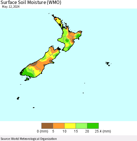 New Zealand Surface Soil Moisture (WMO) Thematic Map For 5/6/2024 - 5/12/2024