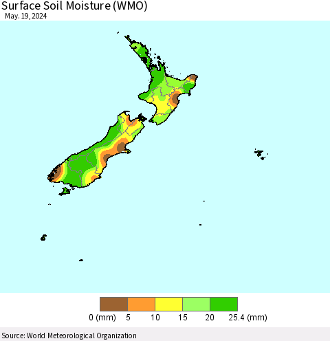 New Zealand Surface Soil Moisture (WMO) Thematic Map For 5/13/2024 - 5/19/2024
