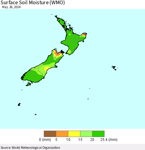 New Zealand Surface Soil Moisture (WMO) Thematic Map For 5/20/2024 - 5/26/2024
