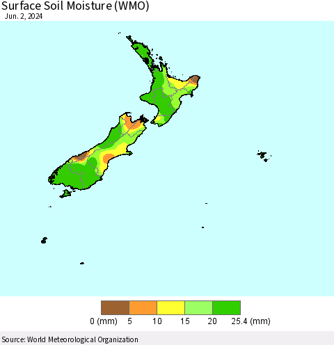 New Zealand Surface Soil Moisture (WMO) Thematic Map For 5/27/2024 - 6/2/2024