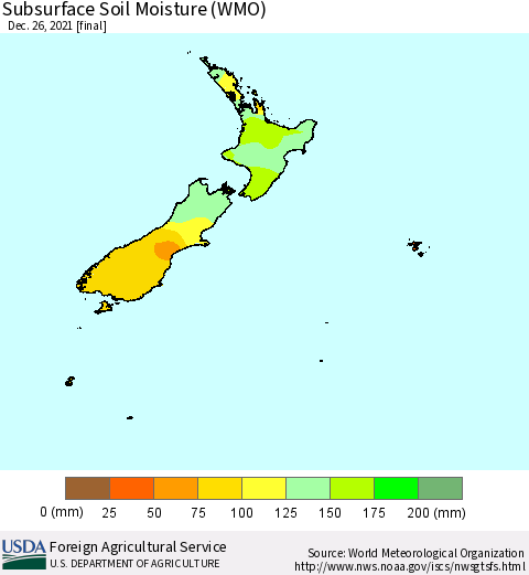 New Zealand Subsurface Soil Moisture (WMO) Thematic Map For 12/20/2021 - 12/26/2021