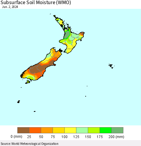 New Zealand Subsurface Soil Moisture (WMO) Thematic Map For 5/27/2024 - 6/2/2024