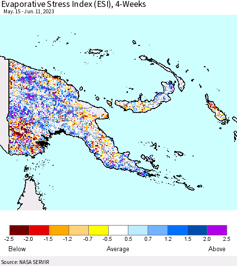 Papua New Guinea Evaporative Stress Index (ESI), 4-Weeks Thematic Map For 6/5/2023 - 6/11/2023