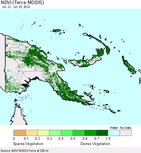 Papua New Guinea NDVI (Terra-MODIS) Thematic Map For 7/12/2022 - 7/19/2022