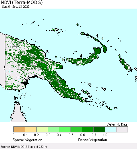 Papua New Guinea NDVI (Terra-MODIS) Thematic Map For 9/6/2022 - 9/13/2022