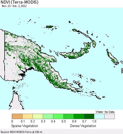 Papua New Guinea NDVI (Terra-MODIS) Thematic Map For 11/25/2022 - 12/2/2022