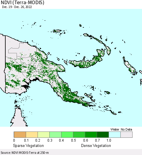 Papua New Guinea NDVI (Terra-MODIS) Thematic Map For 12/26/2022 - 1/2/2023