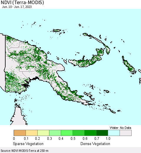 Papua New Guinea NDVI (Terra-MODIS) Thematic Map For 6/10/2023 - 6/17/2023