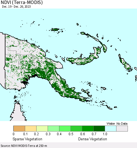 Papua New Guinea NDVI (Terra-MODIS) Thematic Map For 12/19/2023 - 12/26/2023