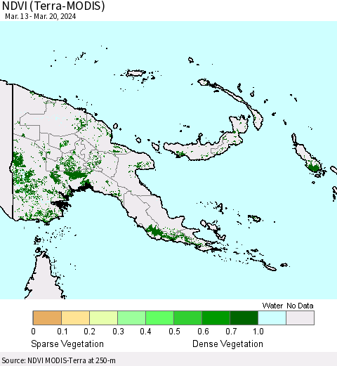 Papua New Guinea NDVI (Terra-MODIS) Thematic Map For 3/13/2024 - 3/20/2024
