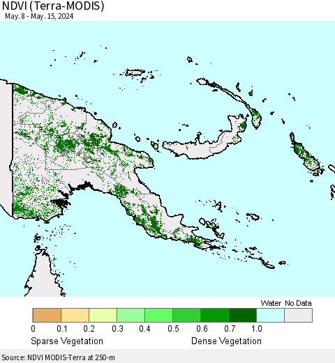 Papua New Guinea NDVI (Terra-MODIS) Thematic Map For 5/8/2024 - 5/15/2024