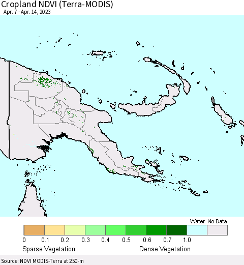 Papua New Guinea Cropland NDVI (Terra-MODIS) Thematic Map For 4/7/2023 - 4/14/2023