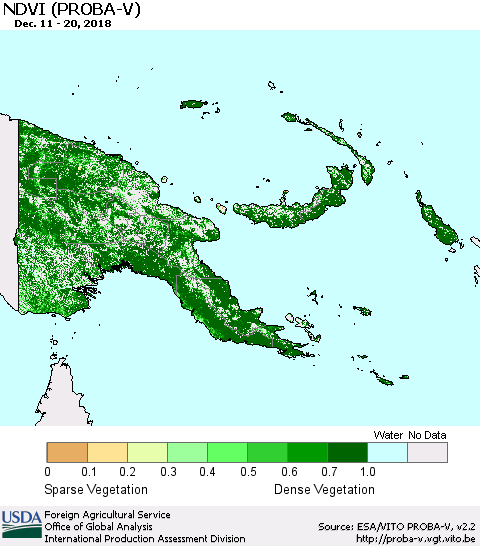 Papua New Guinea NDVI (PROBA-V) Thematic Map For 12/11/2018 - 12/20/2018