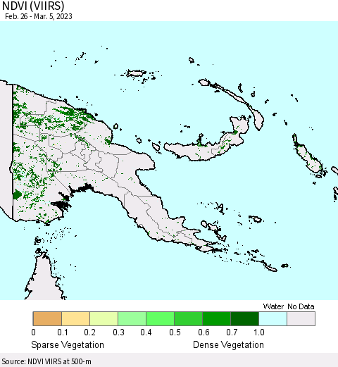 Papua New Guinea NDVI (VIIRS) Thematic Map For 2/26/2023 - 3/5/2023