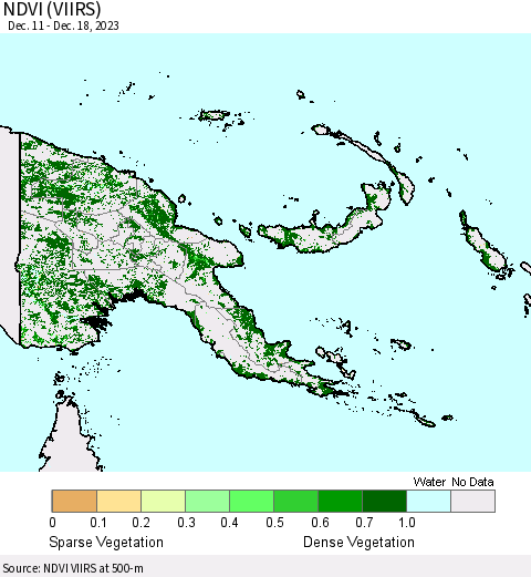 Papua New Guinea NDVI (VIIRS) Thematic Map For 12/11/2023 - 12/18/2023