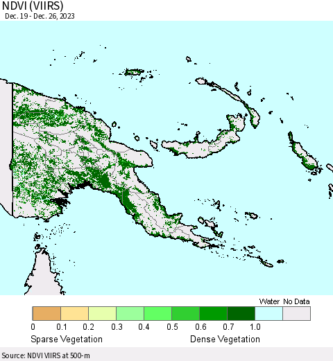 Papua New Guinea NDVI (VIIRS) Thematic Map For 12/19/2023 - 12/26/2023