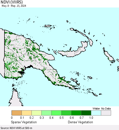 Papua New Guinea NDVI (VIIRS) Thematic Map For 5/8/2024 - 5/15/2024
