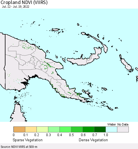 Papua New Guinea Cropland NDVI (VIIRS) Thematic Map For 7/12/2022 - 7/19/2022
