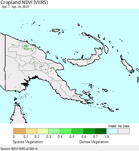 Papua New Guinea Cropland NDVI (VIIRS) Thematic Map For 4/7/2023 - 4/14/2023