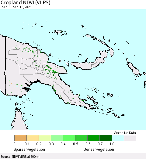 Papua New Guinea Cropland NDVI (VIIRS) Thematic Map For 9/6/2023 - 9/13/2023