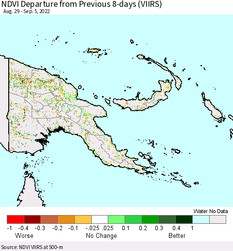 Papua New Guinea NDVI Departure from Previous 8-days (VIIRS) Thematic Map For 8/29/2022 - 9/5/2022