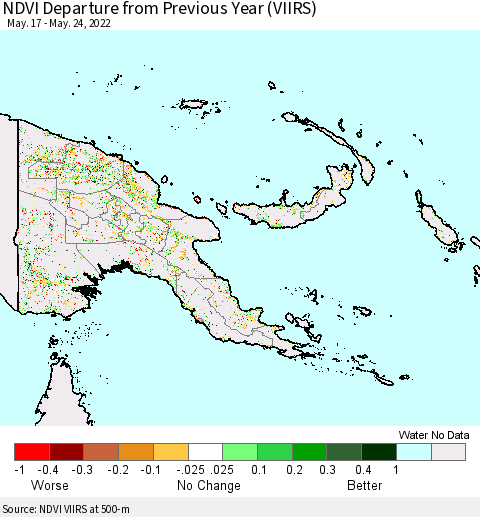 Papua New Guinea NDVI Departure from Previous Year (VIIRS) Thematic Map For 5/17/2022 - 5/24/2022