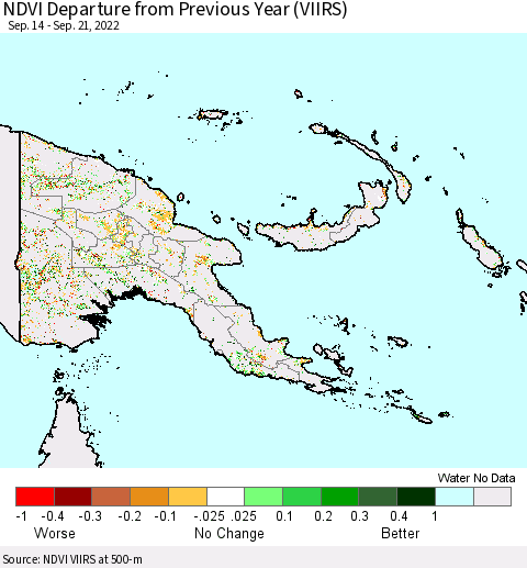 Papua New Guinea NDVI Departure from Previous Year (VIIRS) Thematic Map For 9/14/2022 - 9/21/2022
