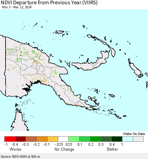 Papua New Guinea NDVI Departure from Previous Year (VIIRS) Thematic Map For 3/5/2024 - 3/12/2024