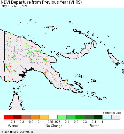Papua New Guinea NDVI Departure from Previous Year (VIIRS) Thematic Map For 5/8/2024 - 5/15/2024