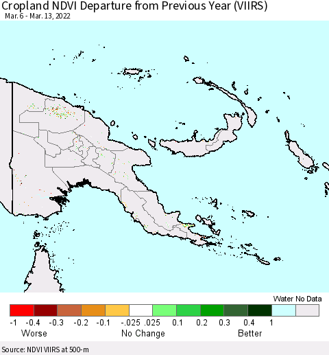 Papua New Guinea Cropland NDVI Departure from Previous Year (VIIRS) Thematic Map For 3/6/2022 - 3/13/2022