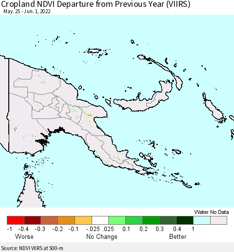 Papua New Guinea Cropland NDVI Departure from Previous Year (VIIRS) Thematic Map For 5/25/2022 - 6/1/2022
