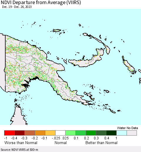 Papua New Guinea NDVI Departure from Average (VIIRS) Thematic Map For 12/19/2023 - 12/26/2023