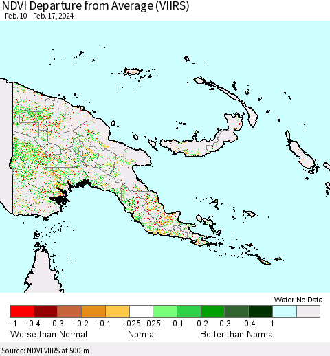 Papua New Guinea NDVI Departure from Average (VIIRS) Thematic Map For 2/10/2024 - 2/17/2024